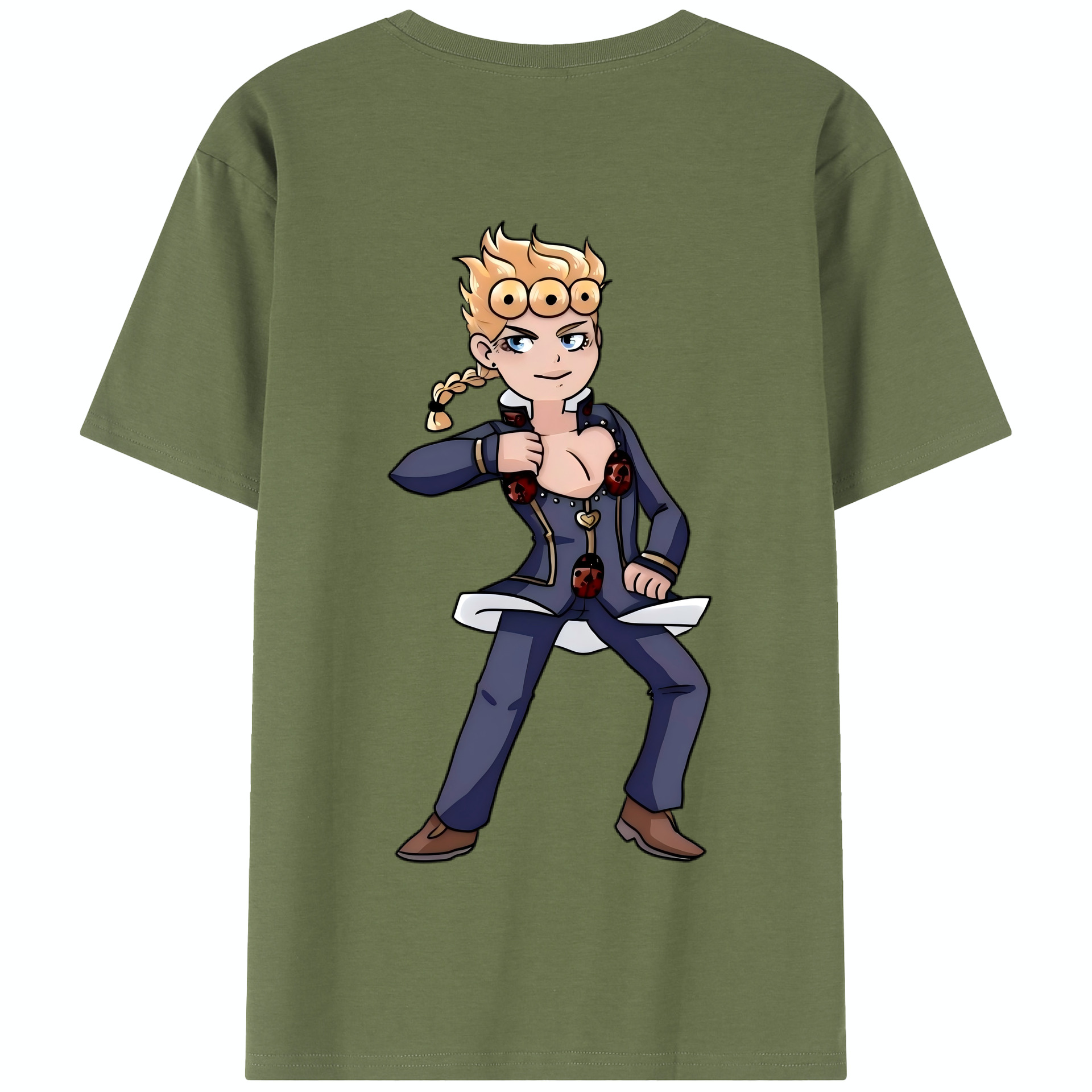 （画像用） ジョジョの奇妙な冒険 ジョルノ?ジョバァーナ JoJo's Bizarre Adventure Giorno Giovanna 綿100％半袖Tシャツ（背面プリント）